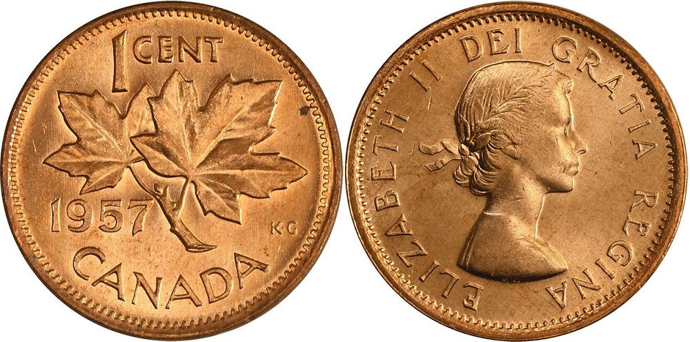 1-CENT - 1957 1-CENT (BU) - 1957 CANADIAN COINS