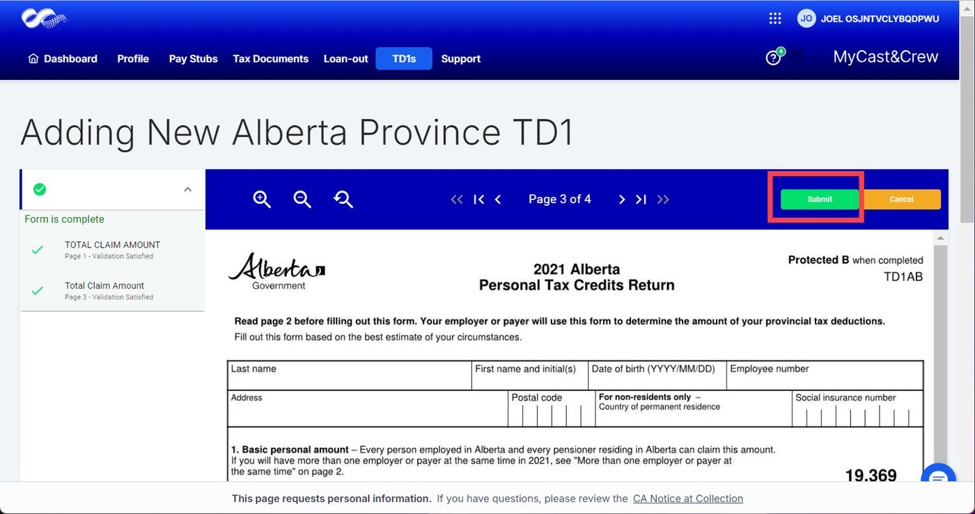 MyCast&Crew Canada: How to Add TD1s, Cast and Crew