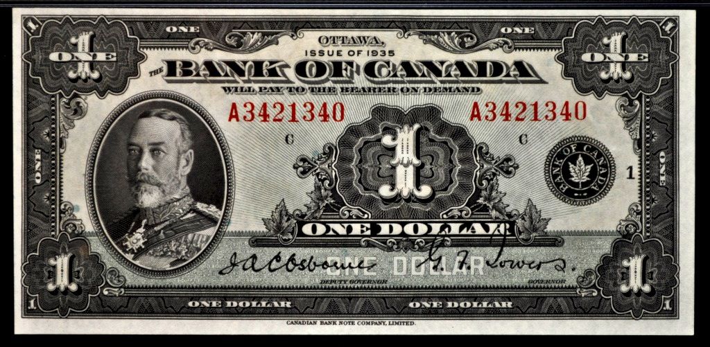 Bank of Canada one dollar note, 1935.jpg