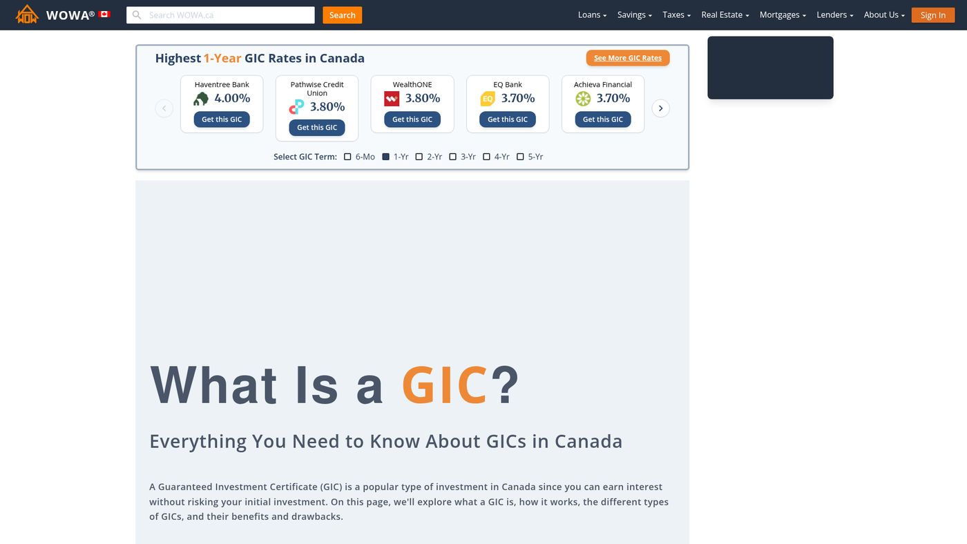 What is a GIC? | WOWA.ca