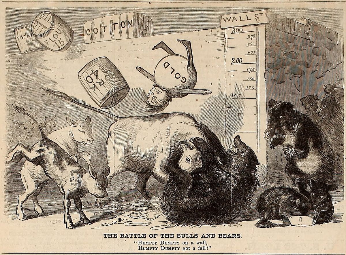 The Battles of Bulls and Bears (Harper's Weekly, September 10, 1864)