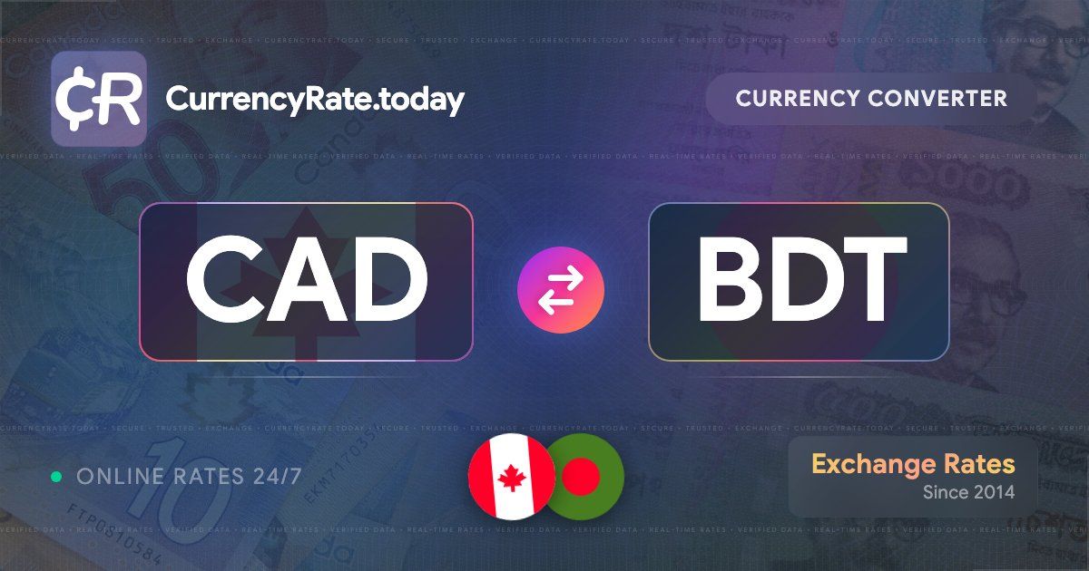 10 Canadian Dollars (CAD) to Taka (BDT) - Currency Converter
