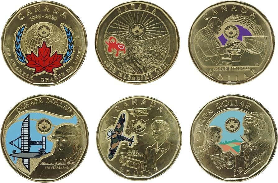 2020-2024 Canadian $1 Coloured Loonie Collection of 6 Coins (Uncirculated)  : Amazon.ca: Toys & Games
