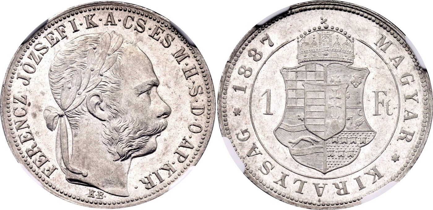 Hungary 1 Forint 1887 KB NGC MS62 | Katz Auction