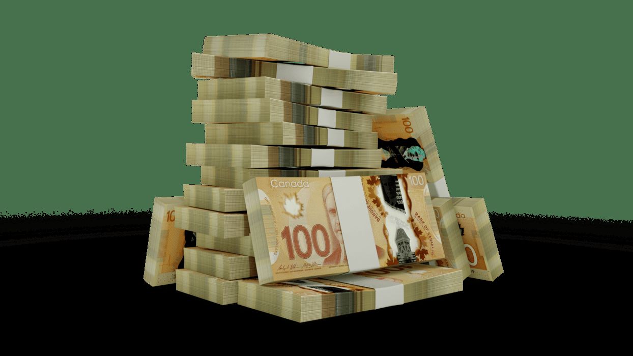 3d rendering of Stacks of Canadian dollar notes. bundles of South Korean currency notes isolated on transparent background 28074203 PNG