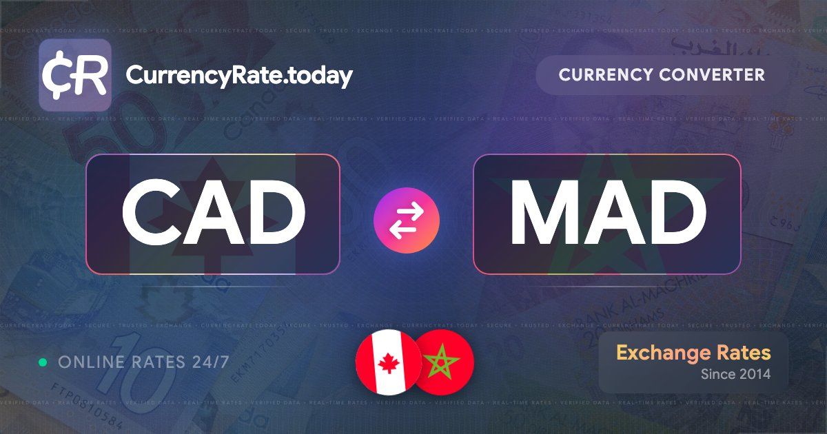 Live Canadian Dollar to Moroccan Dirhams Exchange Rate - $ 1 CAD/MAD Today
