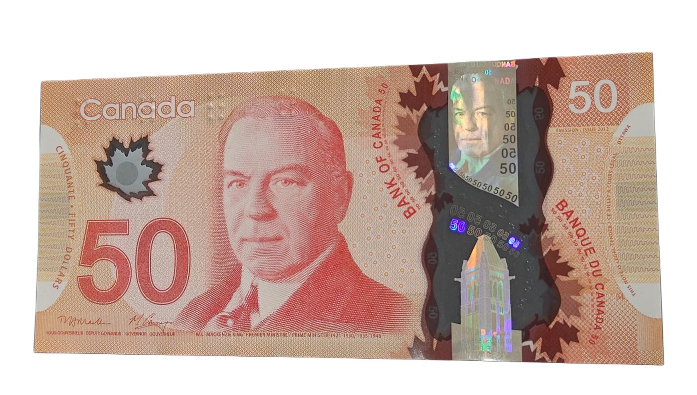 Canada $50 Polymer Banknote, Rare Collectible Currency