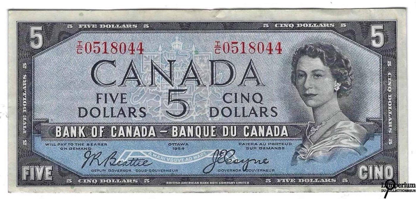 Canada - 1954 5 Dollar Bill Beattie-Coyne DEVIL'S FACE, BC-31b