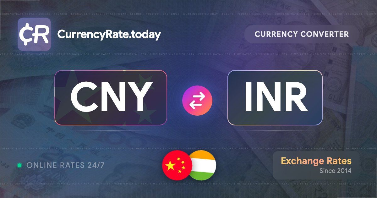 12 Renminbi (CNY) to Indian Rupees (INR) - Currency Converter