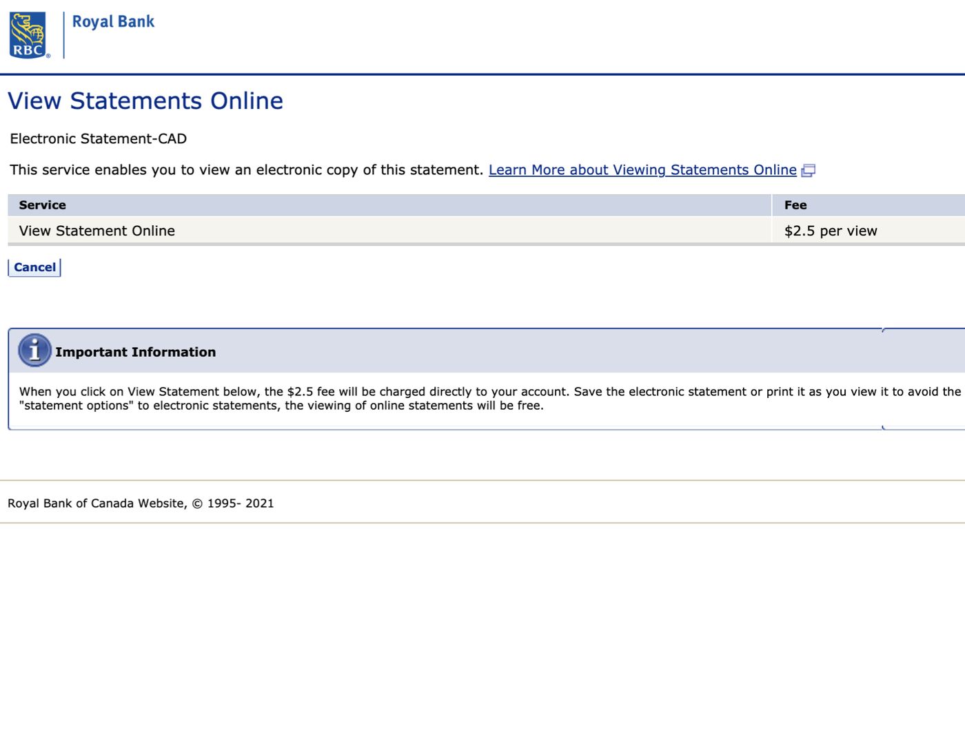 $2.50 to see your own bank statements online (per view). Only in North  America. : r/ontario