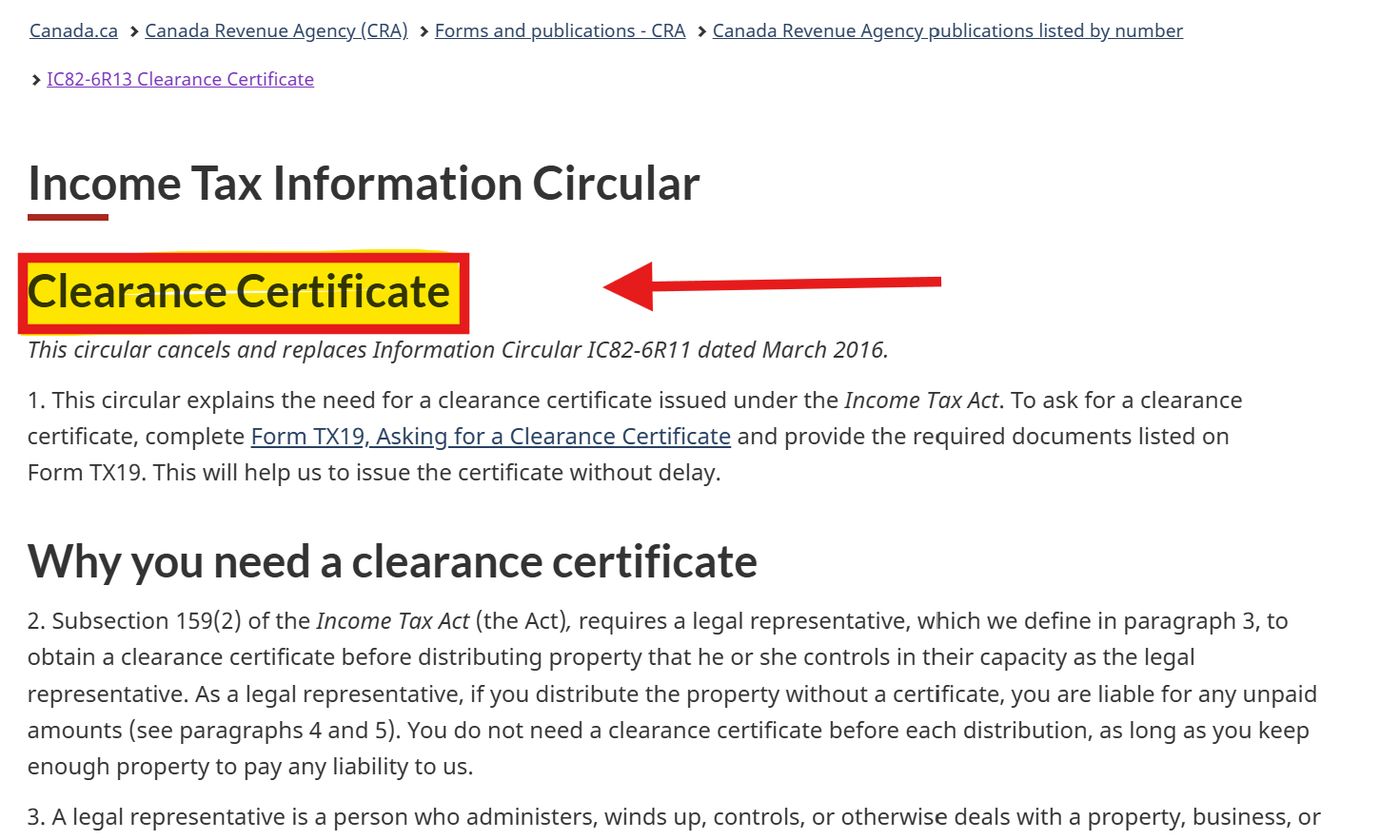 Here's a long story short about the CRA Tax Clearance Certificate in Canada