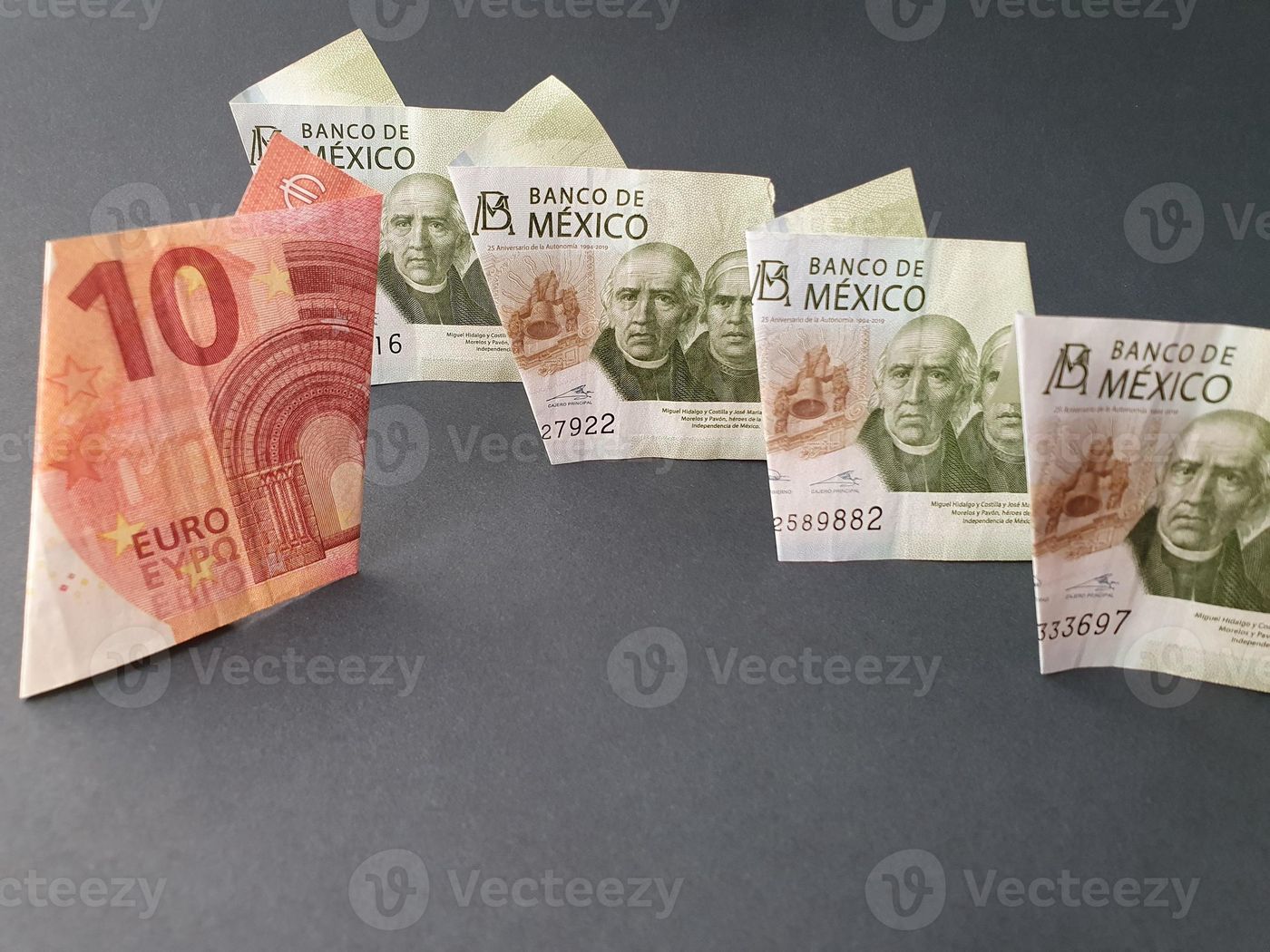exchange rate of mexican peso and euro money 2750158 Stock Photo at Vecteezy