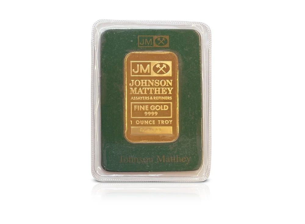 1 oz Gold Johnson Matthey Bar 9999 (w/ Assay Card), Express Gold Refining
