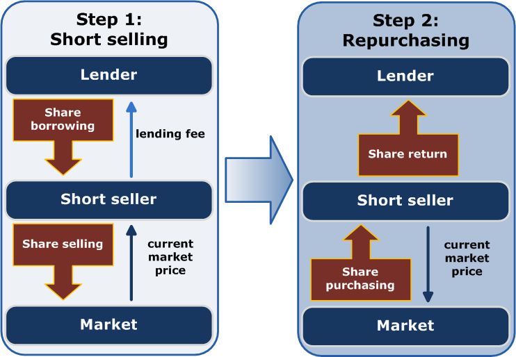 Schematic representation of short selling in the two steps.
