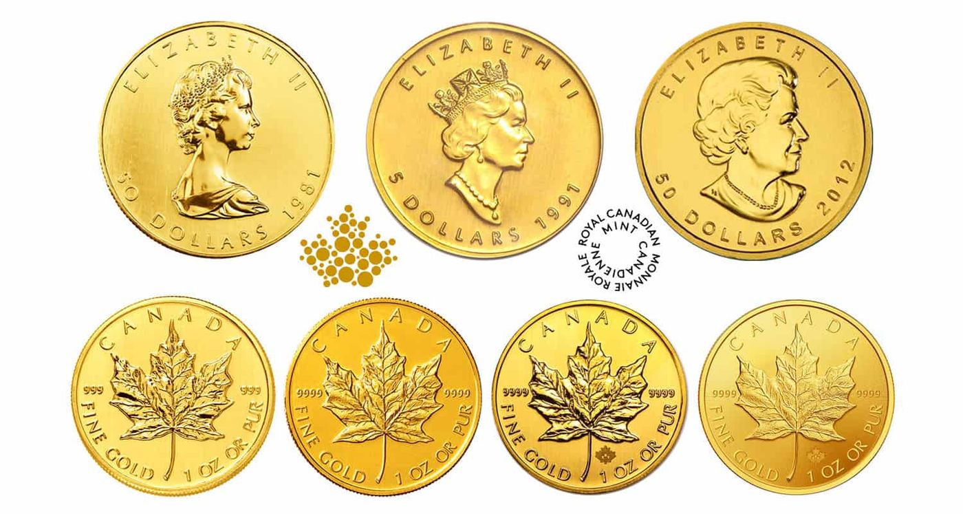 Tous les modèles de la Feuille d'érable en or, Gerrards Bullion