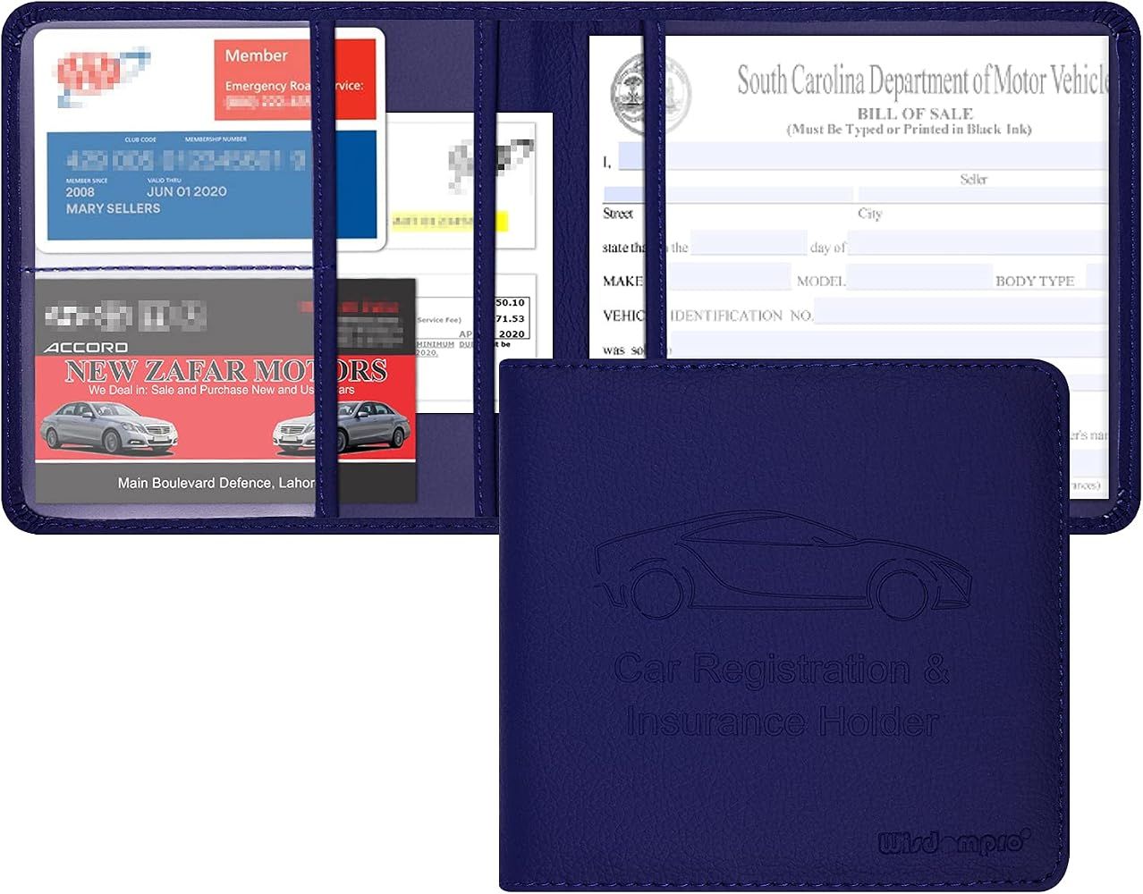 Wisdompro Small Car Registration and Insurance Card Holder Case ...