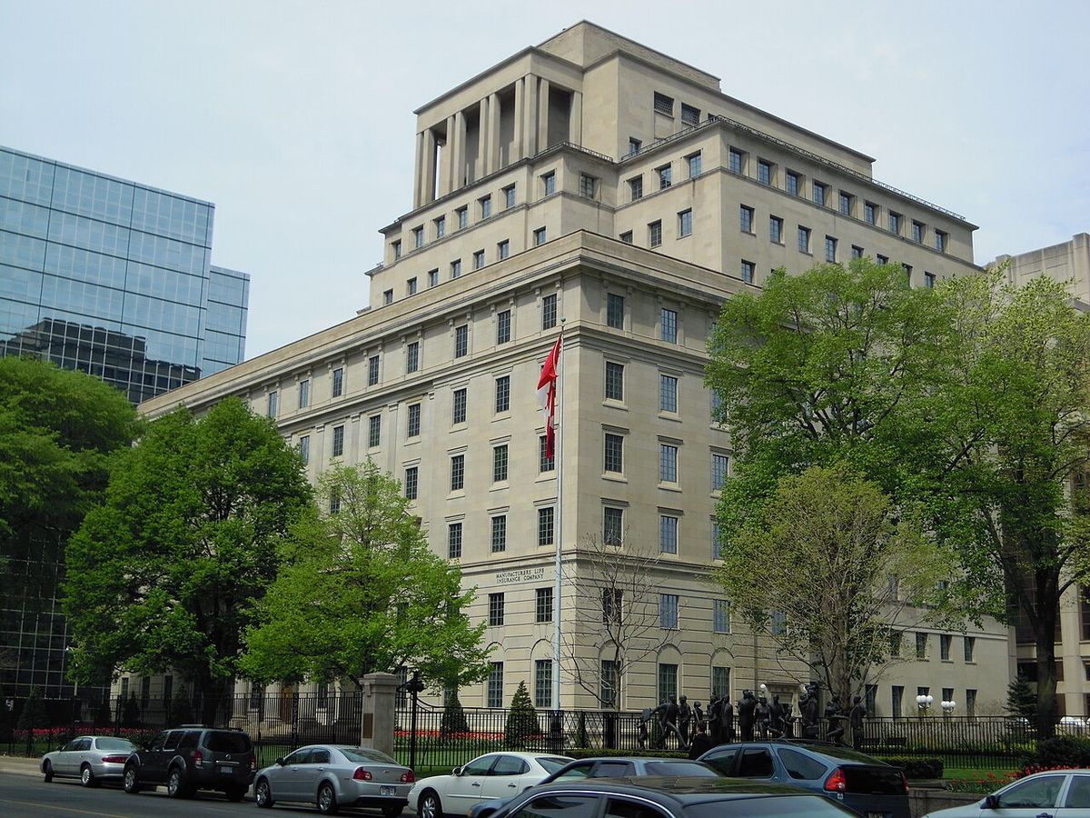 Head office of Manulife on Bloor Street East in Toronto. Constructed in 1926, a large addition was built in 1953.