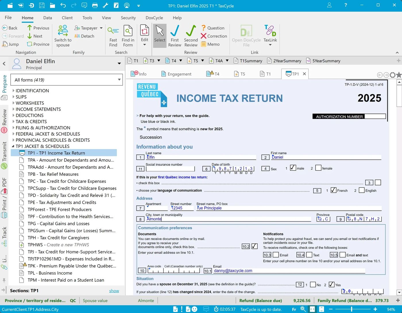 Québec TP1 - TaxCycle