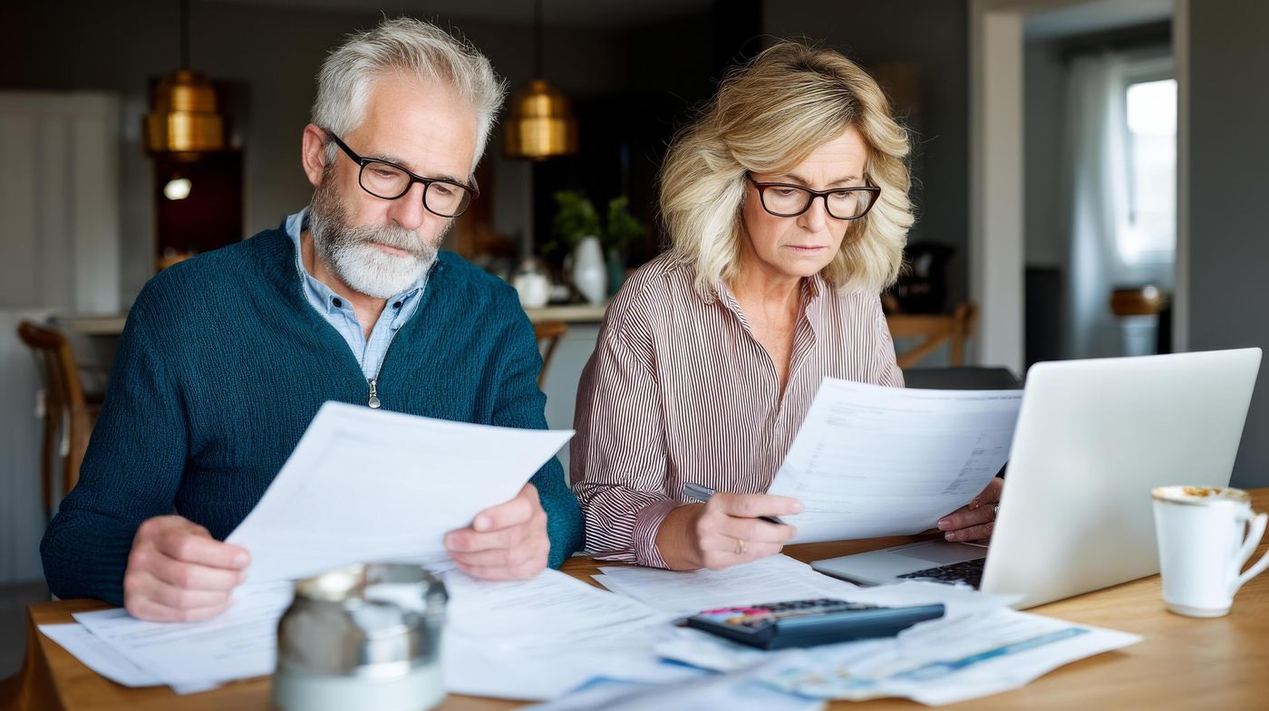 Elderly couple reviewing financial documents at home with focus and  determination 68298825 Stock Photo at Vecteezy