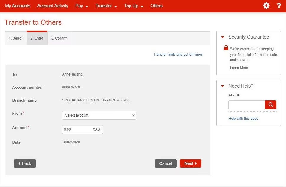 Scotia OnLine, Make a transfer to others | Scotiabank Bahamas