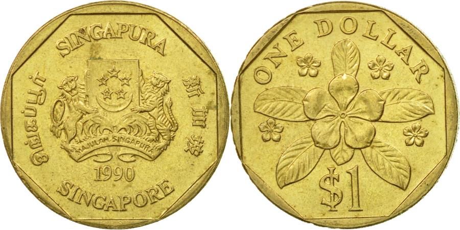 Coin, Singapore, Dollar, 1990, British Royal Mint, , Aluminum-Bronze