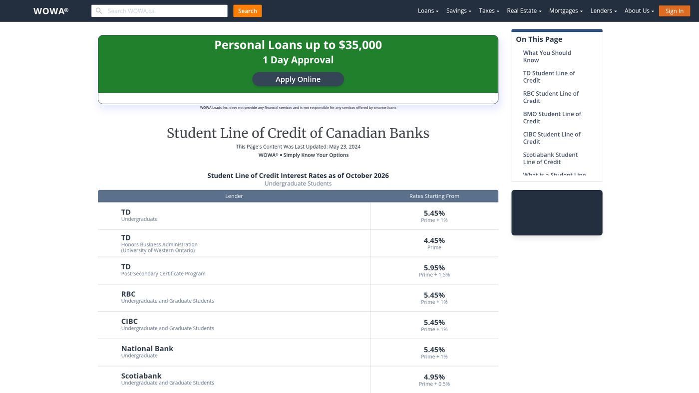 Student Line of Credit | WOWA.ca