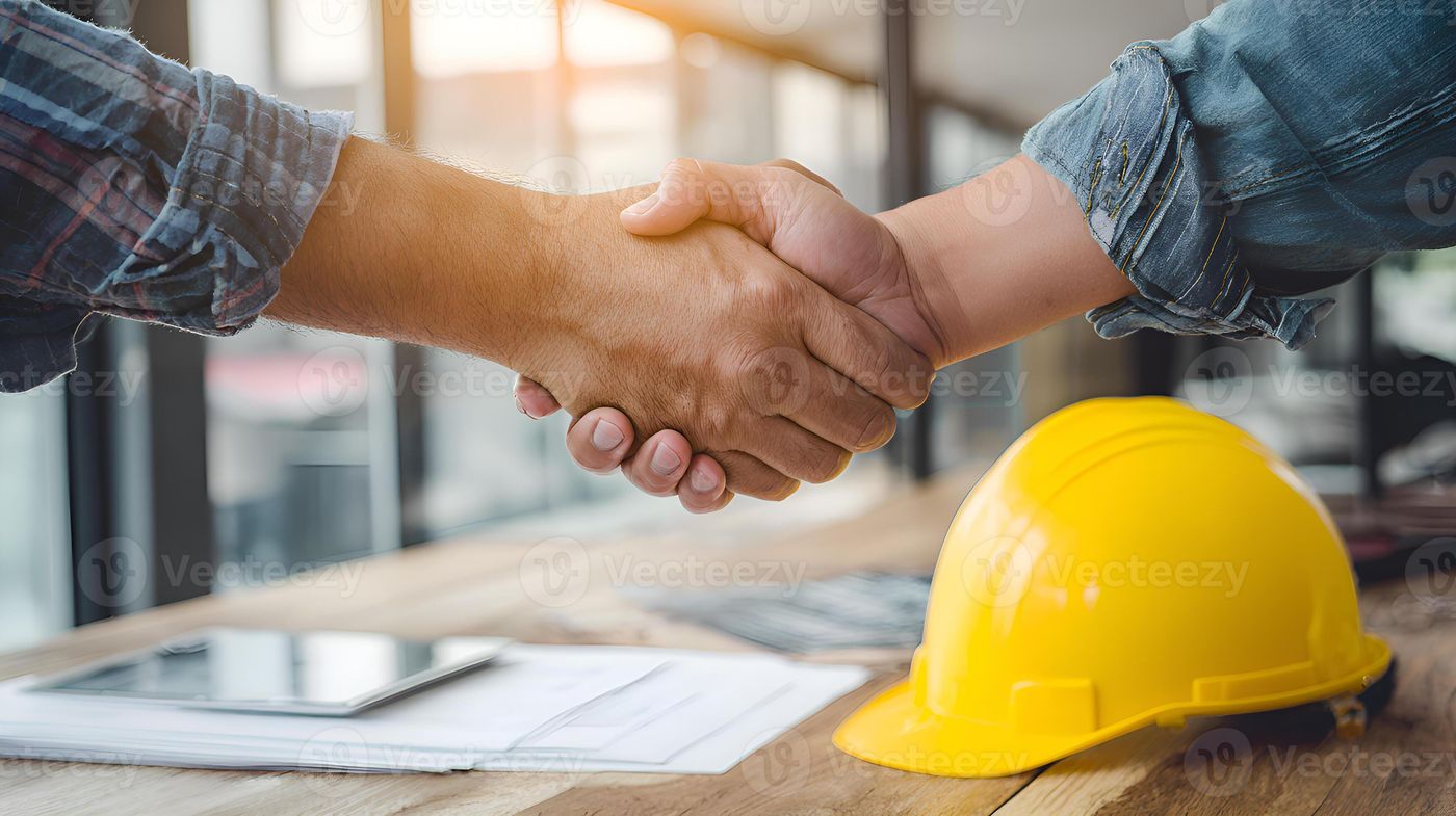 Architect and engineer shaking hands after signing contract for construction  project 71127735 Stock Photo at Vecteezy