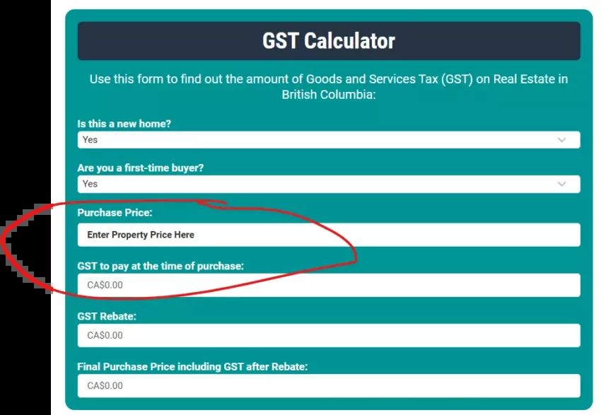 Calculate PTT & GST on New Homes in BC with Rebates