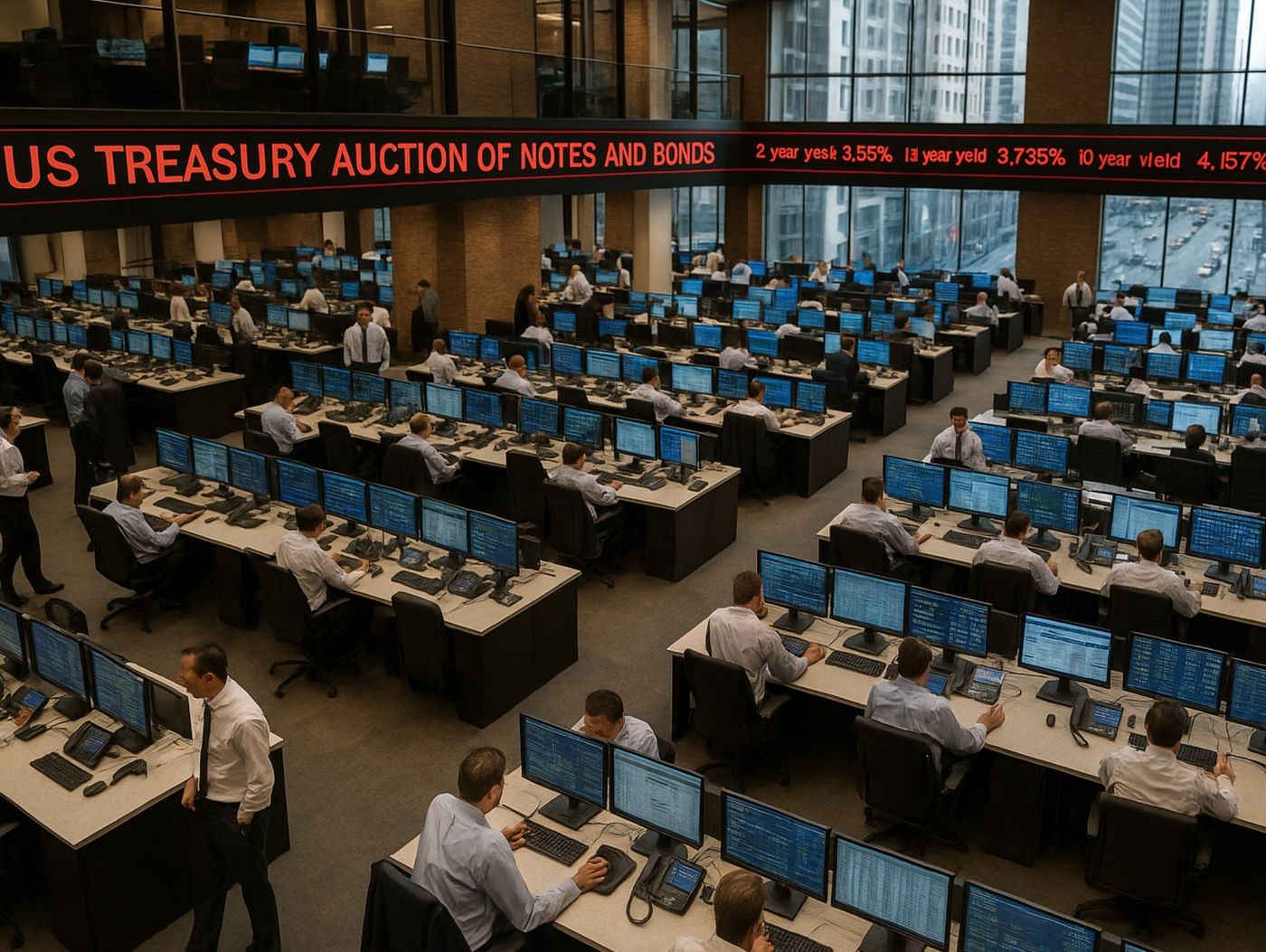 U.S. Treasury auctions off $22 billion of 30 year bonds at a high yield of  5.058%