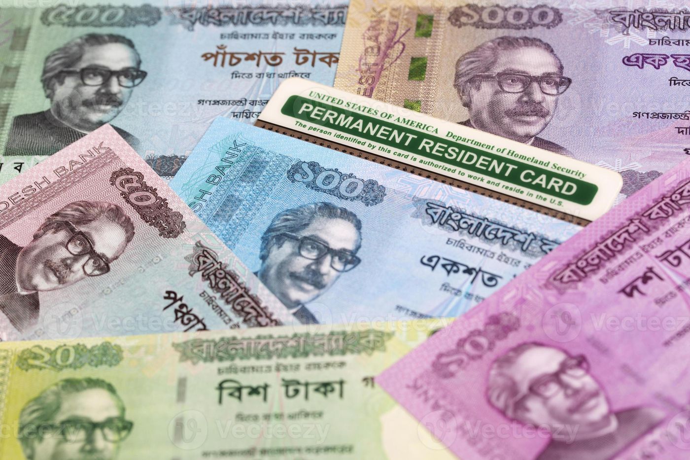 American Permanent Resident Card on Bangladeshi taka 71850078 Stock Photo  at Vecteezy