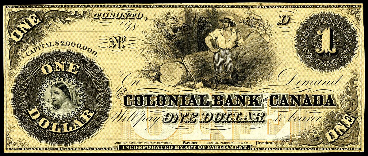 CAN-S1666-Colonial Bank of Canada, Toronto-1 Dollar (1859)
