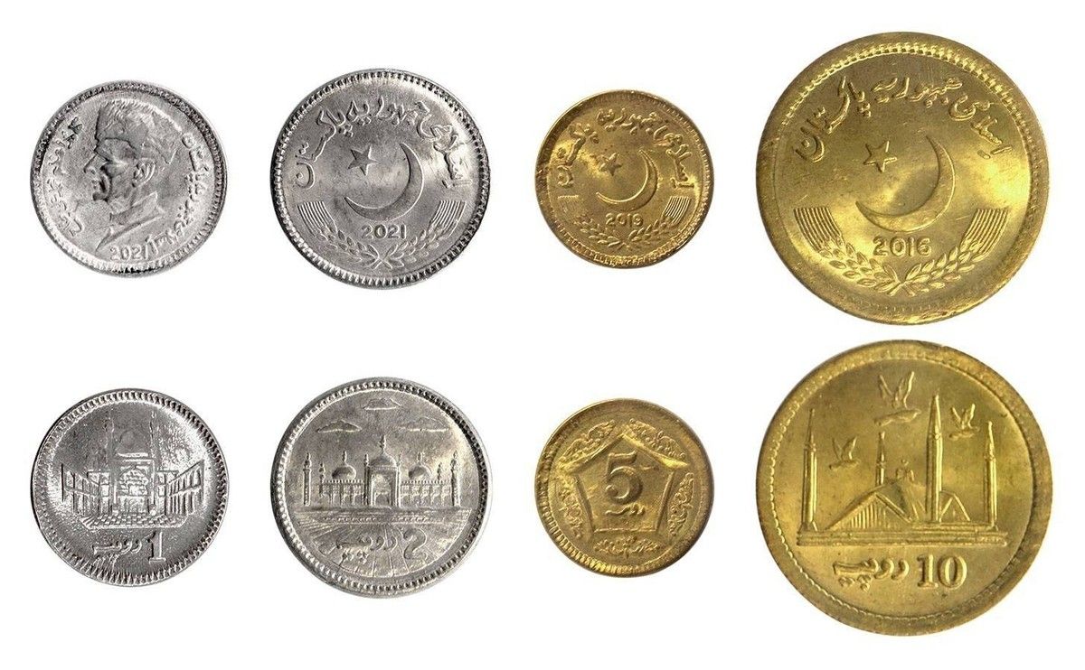 Pakistan 1-10 Rupees 4 Pieces Set, 2017-2021, KM #67-77, Mint X 10 PCS