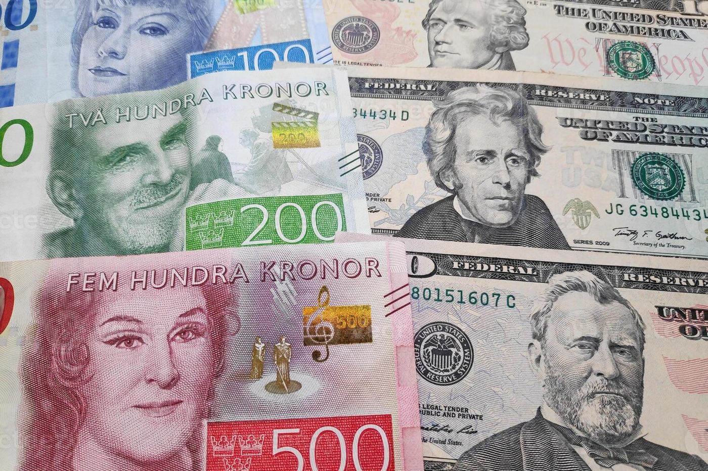 Stack of Swedish krona and US Dollar 59287830 Stock Photo at Vecteezy